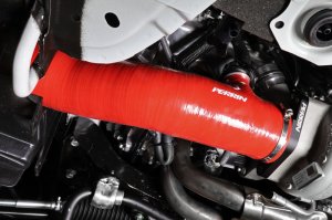 Subaru WRX Turbo Inlet Hose - Perrin Performance - w/Turbo Adapter Flange (Long) - Red - `22-`25 Subaru WRX Turbo Inlet Hose - Perrin Performance - w/Turbo Adapter Flange (Long) - Red - `22-`25